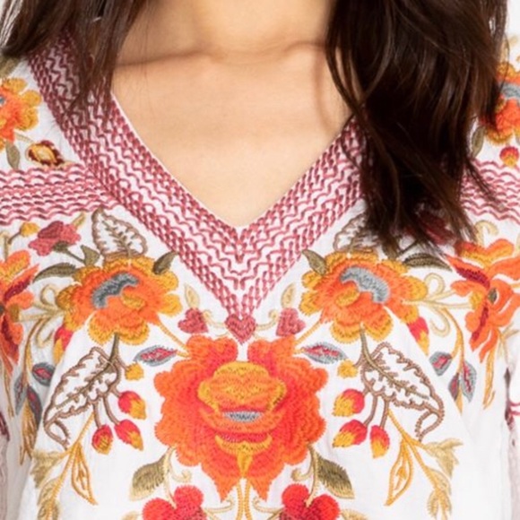 XL Johnny Was Embroidered Swing Blouse Top V-Neck - Picture 7 of 7